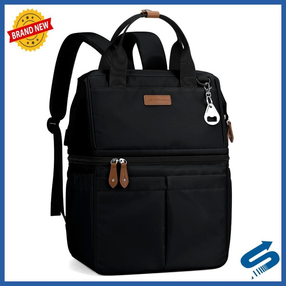 Insulated Cooler Backpack Leakproof Double Deck Lightweight Outdoor Travel